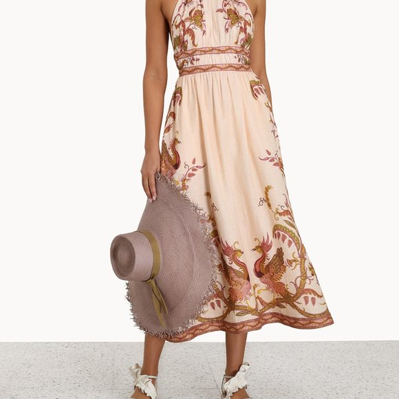 ZIMMERMANN CASSIA HALTER BOW MIDI DRESS - Picture 3 of 4